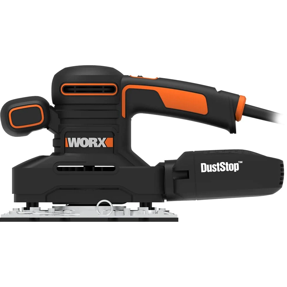 WORX WX641 Schwingschleifer 250 W – Handlicher Schleifer mit DUSTSTOP Mikrofilter für ein sauberes Arbeiten – Großer Schwingkreis & einfache Bedienung