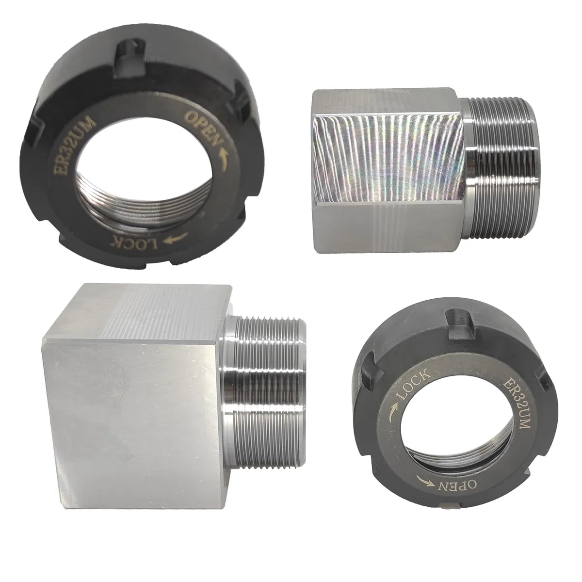 ER-32 Spannzangenblock, Vierkant- und Sechskant-Spannzangen-Block-Set, Werkhalterhalter, 0,005 mm Genauigkeit, hohe Rundlaufgenauigkeit, Fertigbearbeitung