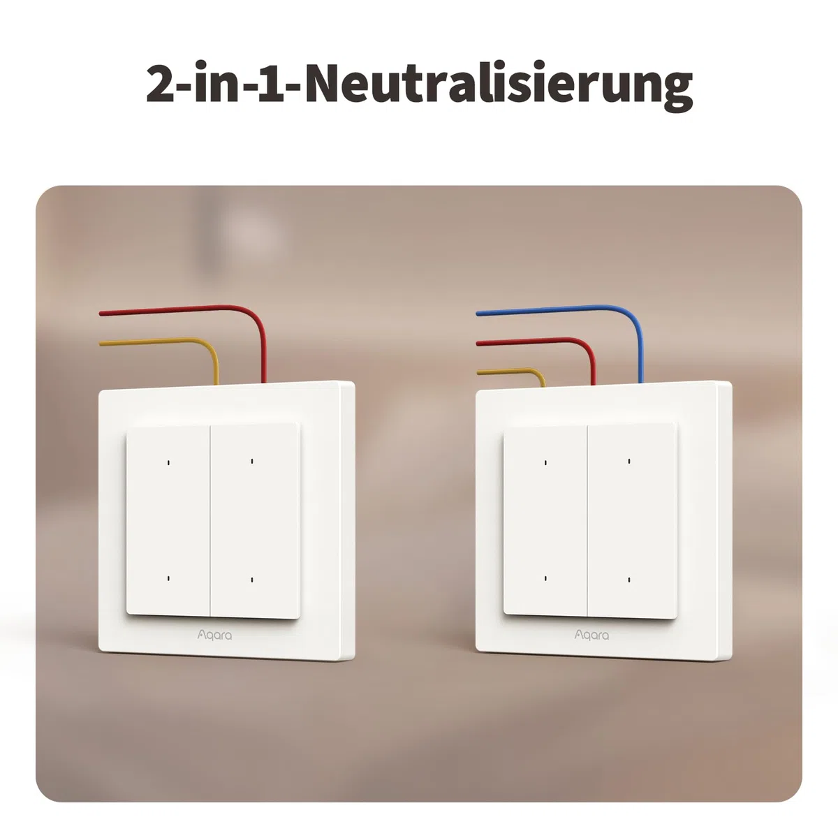 Aqara Lichtschalter H2 EU (2-in-1 Neutral, 4 Tasten 2 Kanäle), Thread/Zigbee-Protokoll, Smarter Wandschalter, Unterstützt Apple Home, Alexa, Google Home und Home Assistant, Matter über Thread