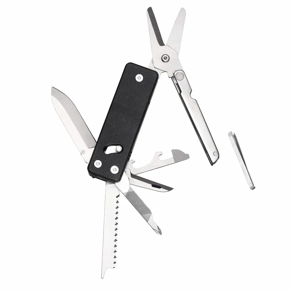 ROXON KS2E Elite- Multifunktions-Taschenmesser mit großem Scherenwerkzeug, G10-Griff und Taschenclip, 13 Funktionen in 1 Werkzeug, gut für Camping/Rucksack/Notfälle/ED