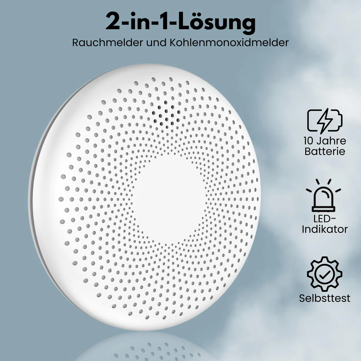 Aroha Link Vernetzte Rauchmelder und Kohlenmonoxid Melder - 10 Jahre Batterie - Kombination CO Melder & Feuermelder Vernetztbar, Kombinationsmelder - 2 Set