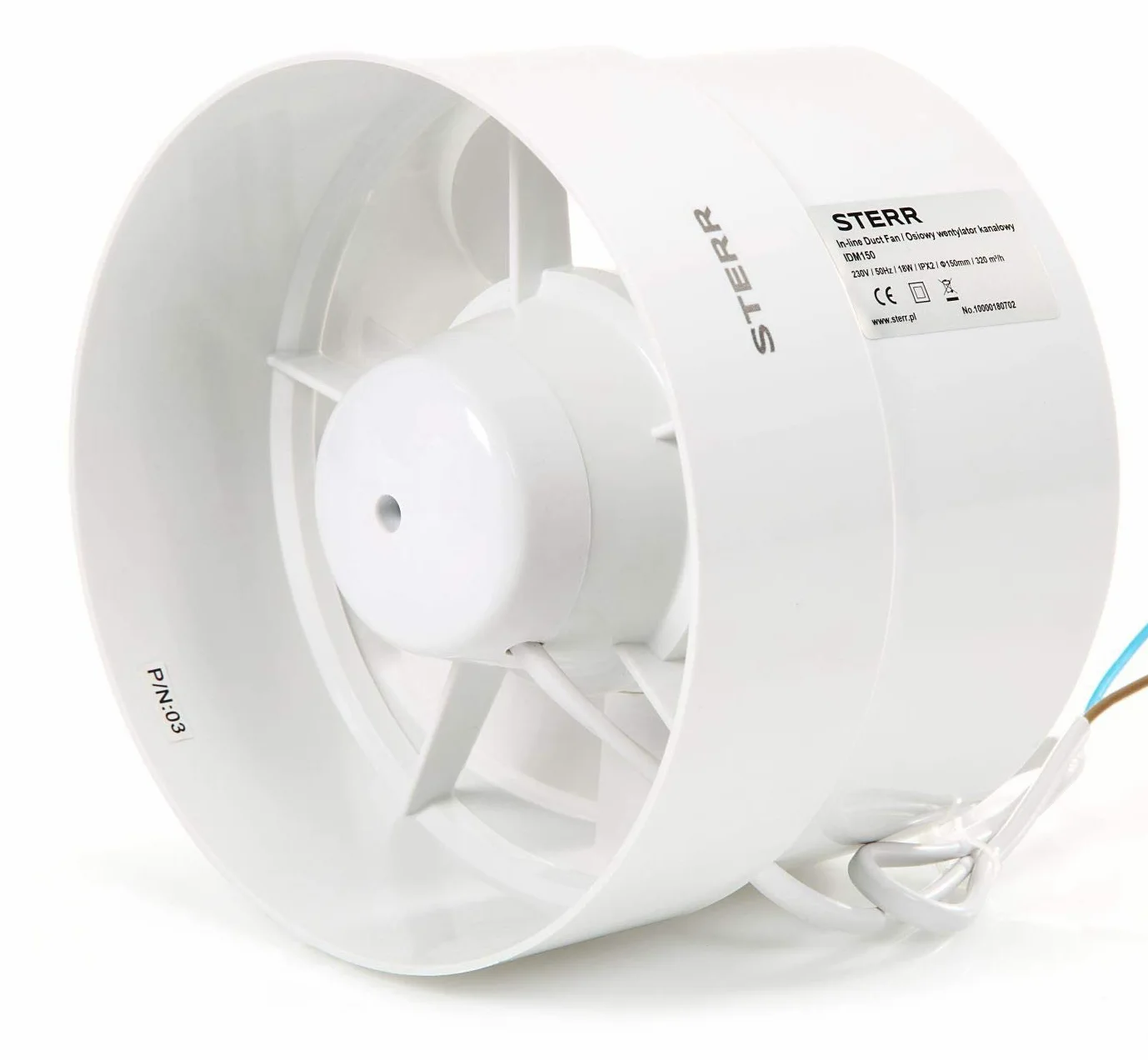 STERR IDM150 Rohrventilator 150 mm - Rohrlüfter - Hohe Qualität - Leise - Für Bad WC - Küche - Gewächshaus - Zelt - Garage