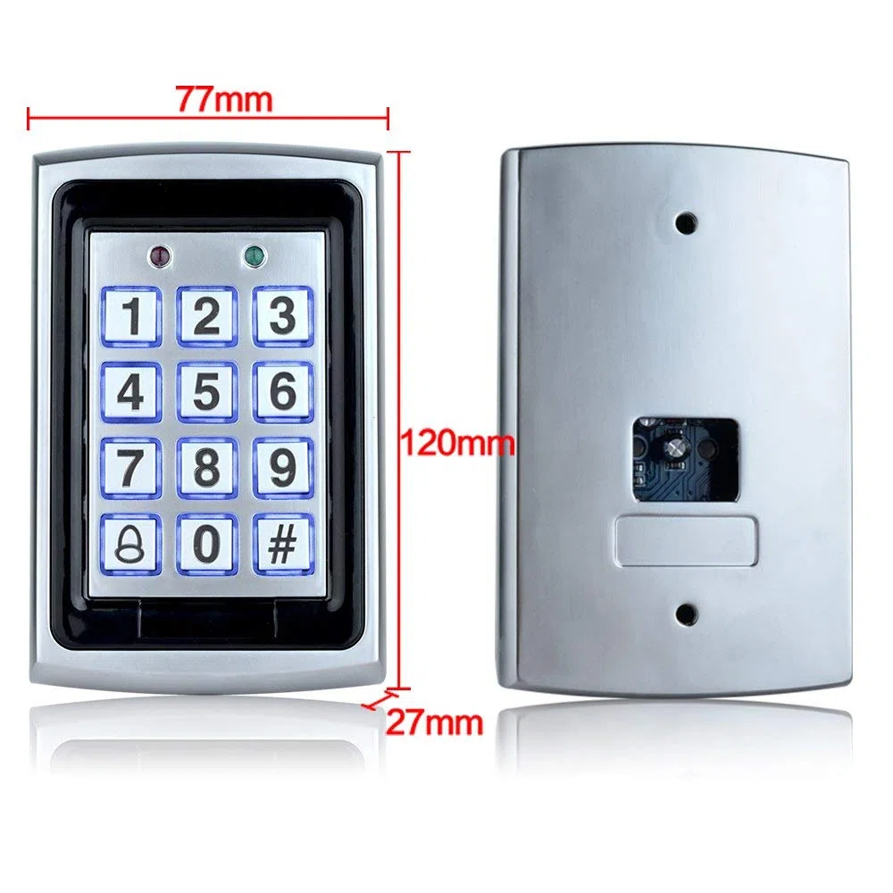 YAVIS RFID Metall Codeschloss Türöffner Tastatur Zugangskontrolle System Kit Set 125 kHz EM Kartenleser Weigang 26 + Wasserdichter Regen Cover + Netzteil + Exit-Taste + 10 RFID ID Schlüsselanhänger