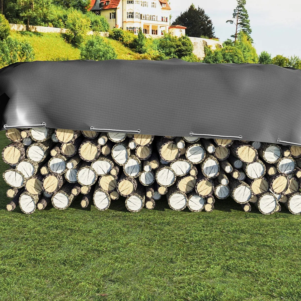 Laneetal Abdeckplane Wasserdicht LKW Plane mit Ösen 4x5m 280g/m² Tarp Abdeckplane Gewebeplane Schutzplane Zeltplane für Gartenmöbel Holz Trampolin, Camping,Reißfest Beidseitig Beschichtet,Grau