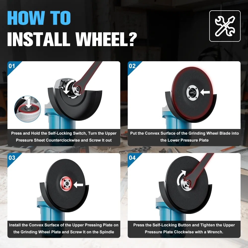 1200W Akku Winkelschleifer für Makita Akku 18V (Ohne Akku), 125mm Akku Flex mit 4 Geschwindigkeiten, Bürstenloser Profi-Winkelschleifer mit 2 Schleifscheiben 2 Trennscheiben zum Schleifen, Trennen