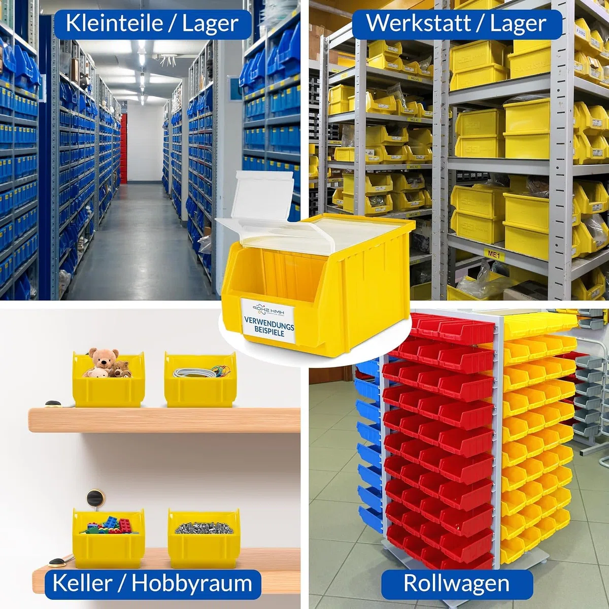 HMH 26x Stapelboxen Größe M Werkstatt Garage Keller Sichtlagerboxen 230x150x130mm Lagerboxen ROT Sichtlagerkästen Kleinteile Aufbewahrung