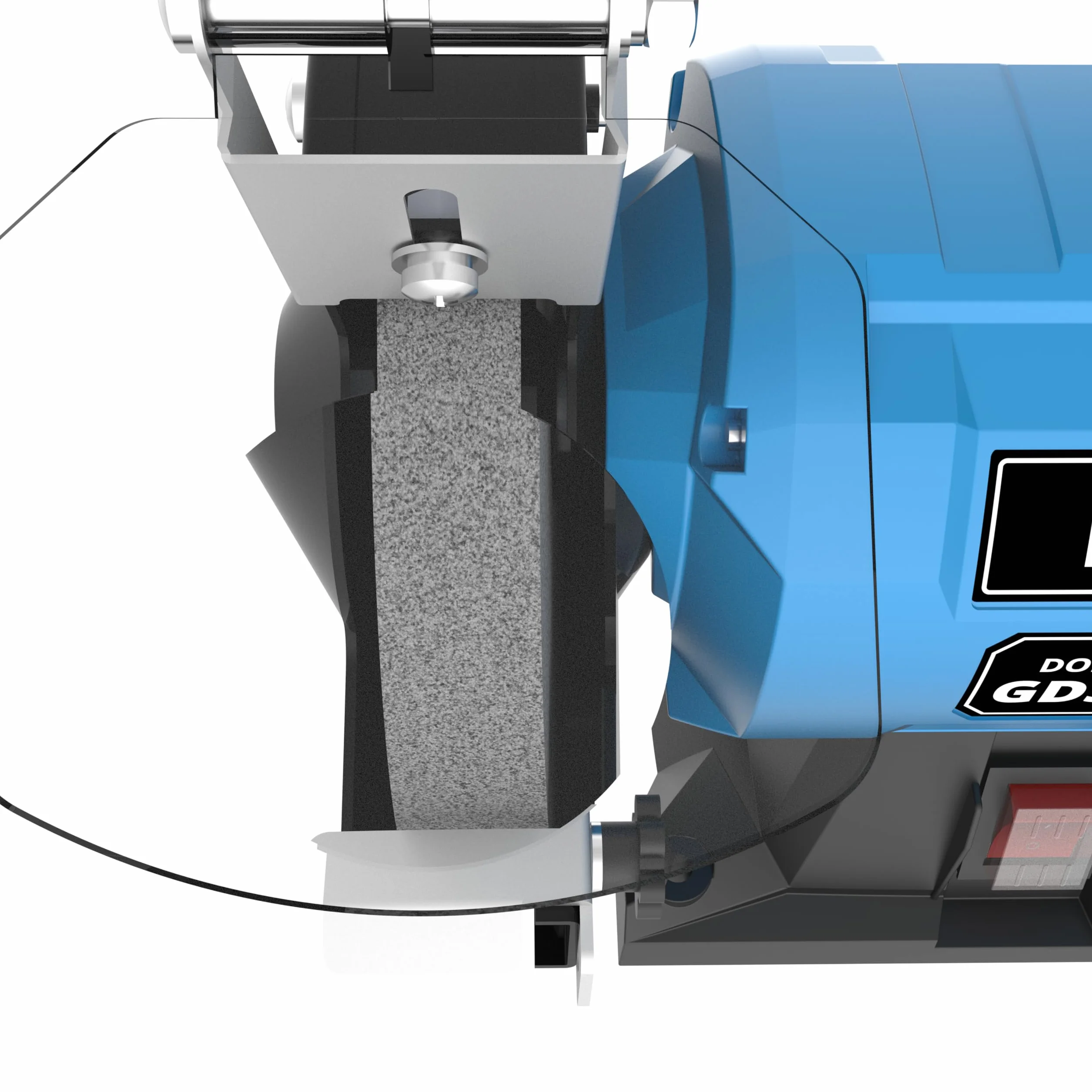 Güde Doppelschleifer GDS 150-15 (250 W, 2980 1/min Motordrehzahl, Grob- & Feinschleifscheibe 36|60 K, 150 mm ø, stabiler Maschinenfuß, kugelgelagerte Schleifachsen, verstellbare Arbeitsauflagen), Blau