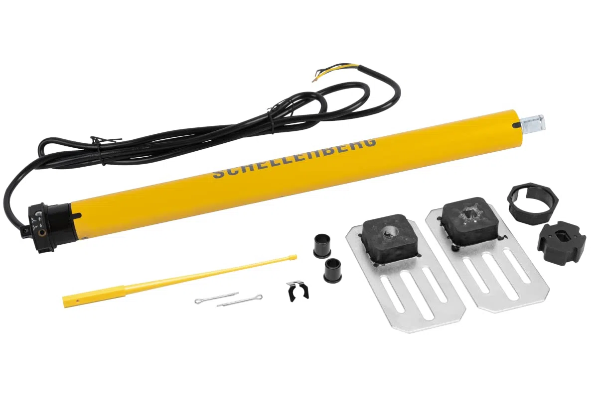Schellenberg 20110 Rolladenmotor MINI Standard 10 Nm, mechanische Endlageneinstellung, Rohrmotor für 40 mm Welle, bis 6 m² Rollladenfläche, Set inkl. Wandlager