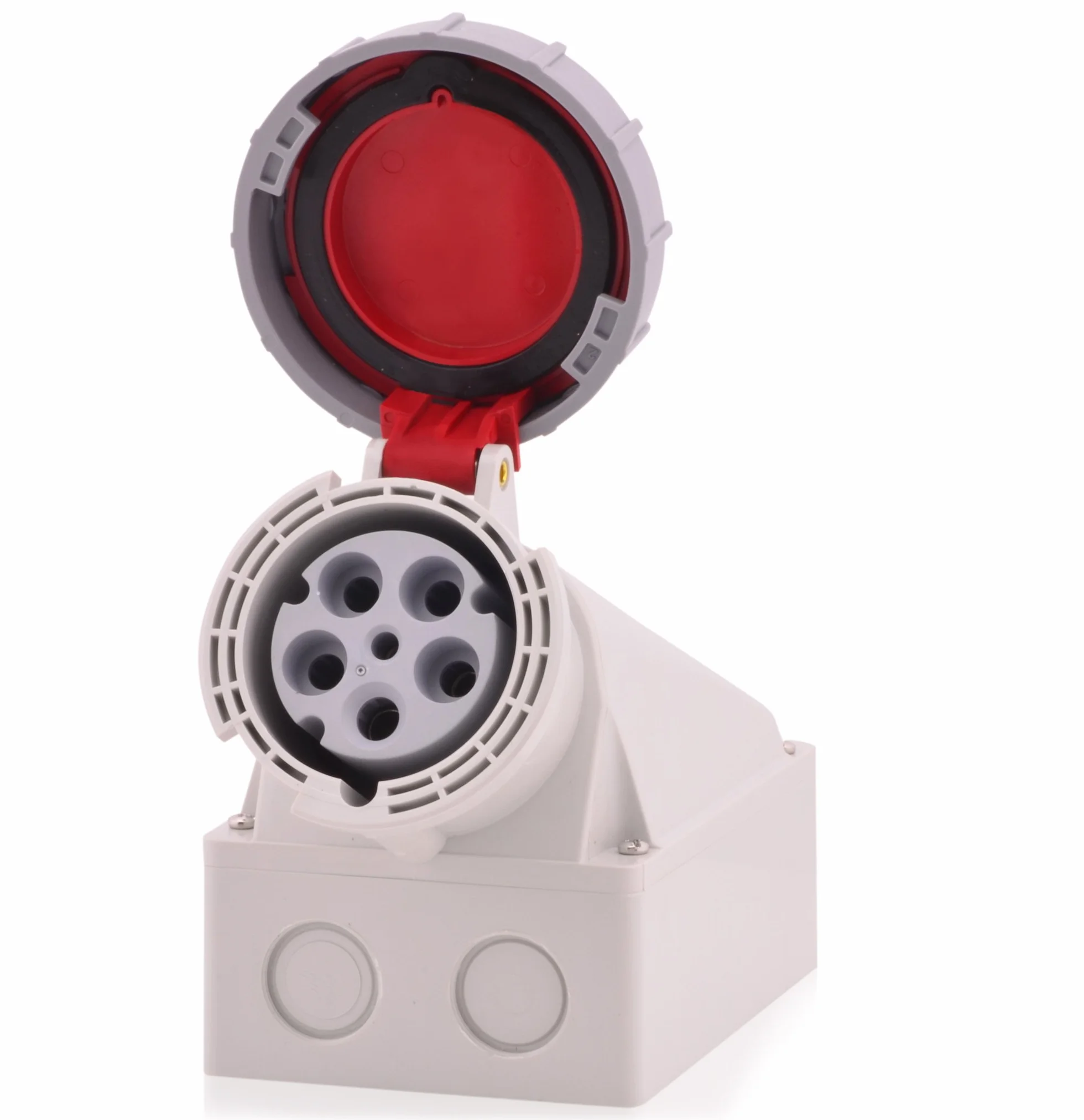 CEE Starkstrom Wandsteckdose Intratec 63A 400V 6h IP67 (spritzwassergeschützt) 5-polig (3P+N+E): IEC-60309 Industrie und Mehrphasenstecker robuste Industriequalität robuste Industriequalität