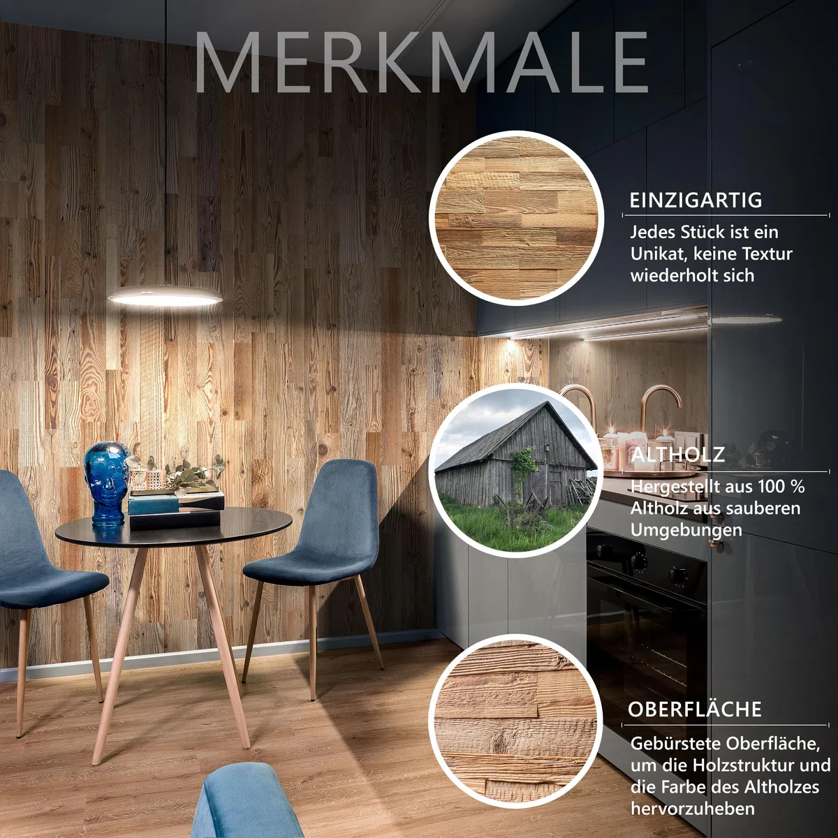 3D Wandpaneele aus Altholz | model Amber (Amber)