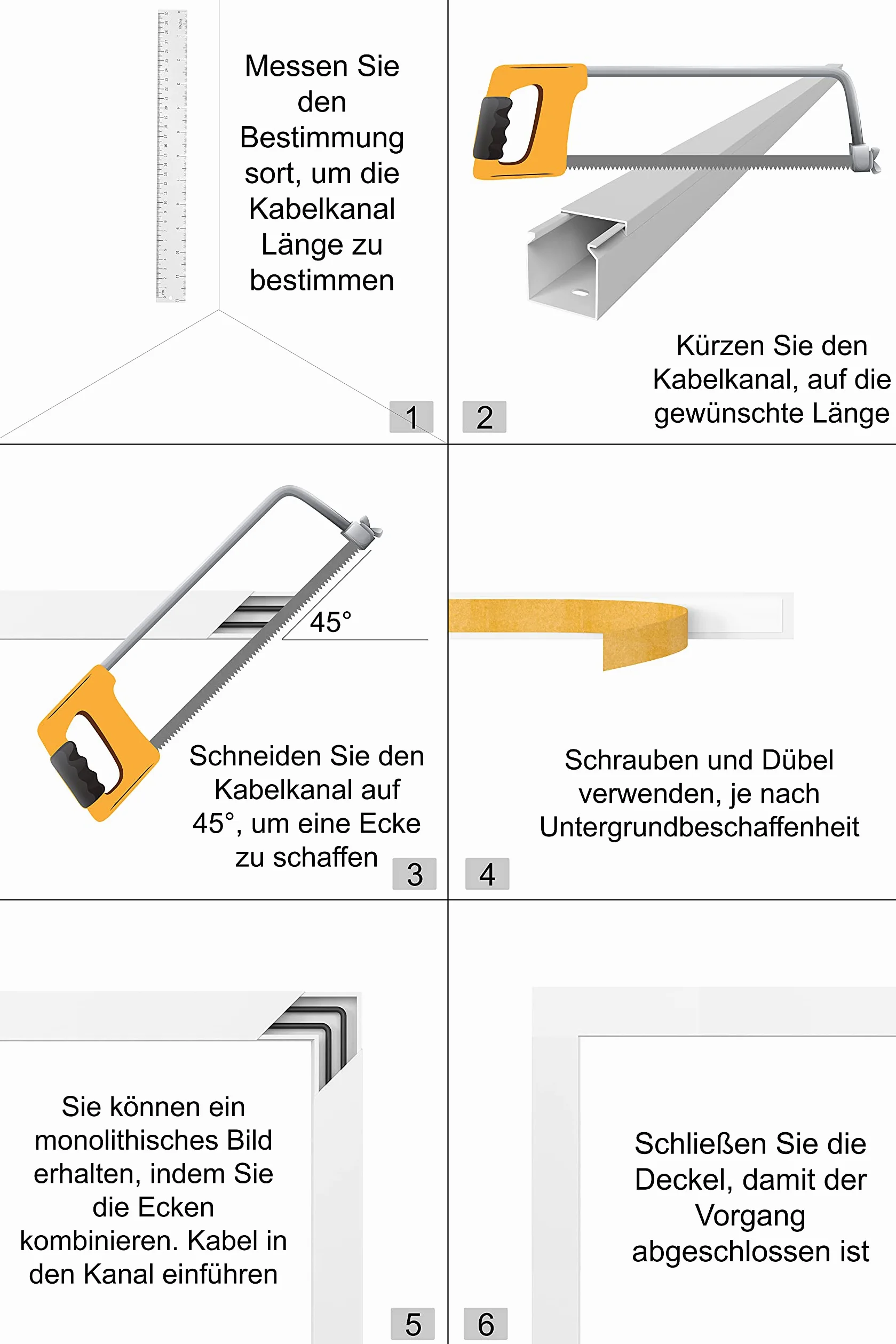 SCOSKK37 10 m Kabelkanal (L x B x H 2000 x 25 x 16 mm, PVC, Kabelleiste, Selbstklebend) weiß