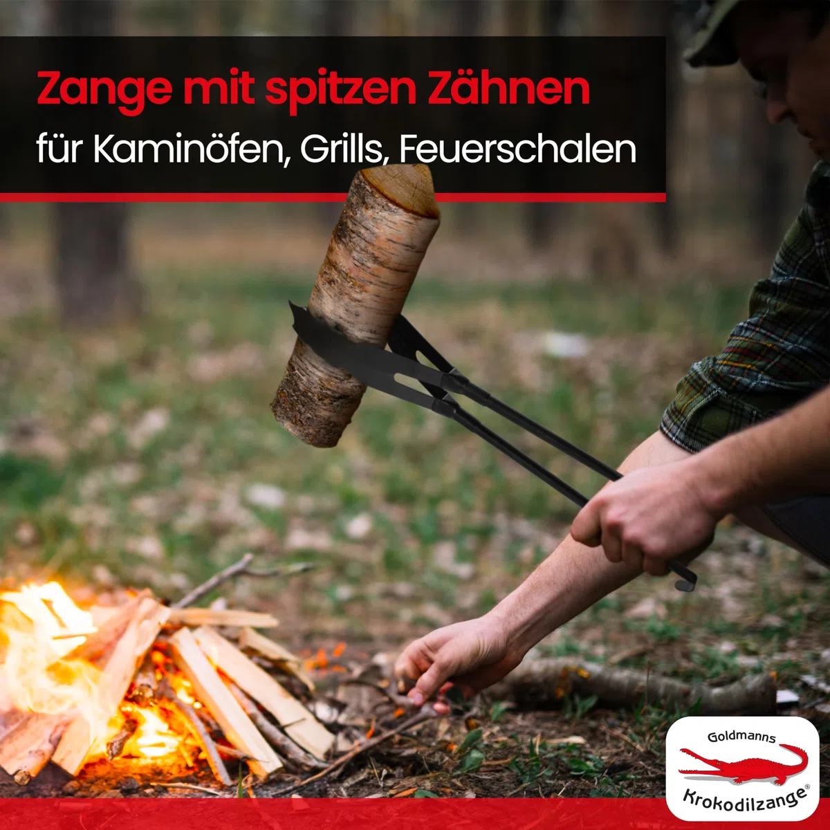 Goldmanns Krokodilzange Kaminzange das Original Made in Germany