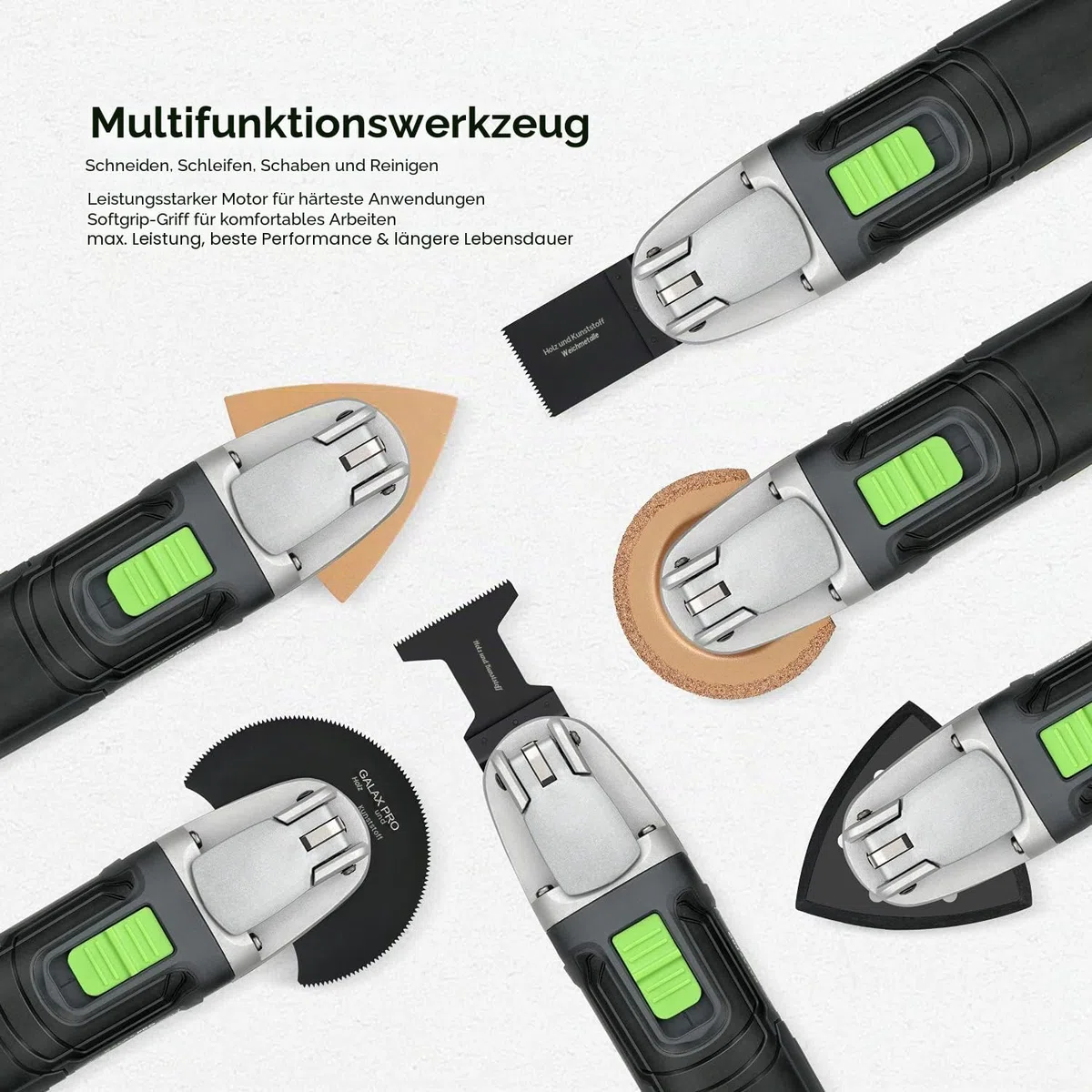 GALAX PRO Oszillierende Werkzeuge, 6 variable Geschwindigkeiten, 15000-22000RPM Multifunktionswerkzeug, 260W, 40-teilig, Zubehör mit Schnellspanner Multifunktionsklingen mit Tragetasche