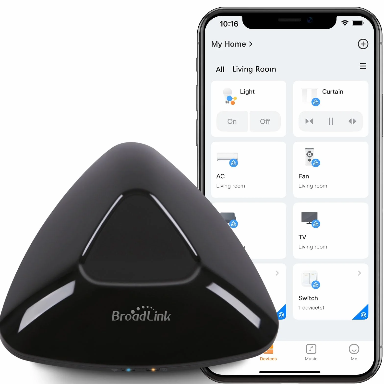 Broadlink RM MAX Smart Home Hub – Universalfernbedienung mit 2.4GHz Wi-Fi & BLE, IR-/RF 433MHz Hub für TV, Klimaanlage & Jalousien, kompatibel mit Alexa & Google Home