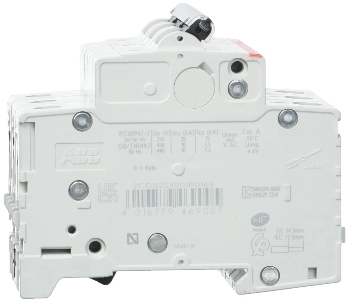 ABB S200 MCB Leitungsschutzschalter Typ B, 3-polig 16A 400V, Abschaltvermögen 6 kA System Pro M Compact (Packung mit 2)