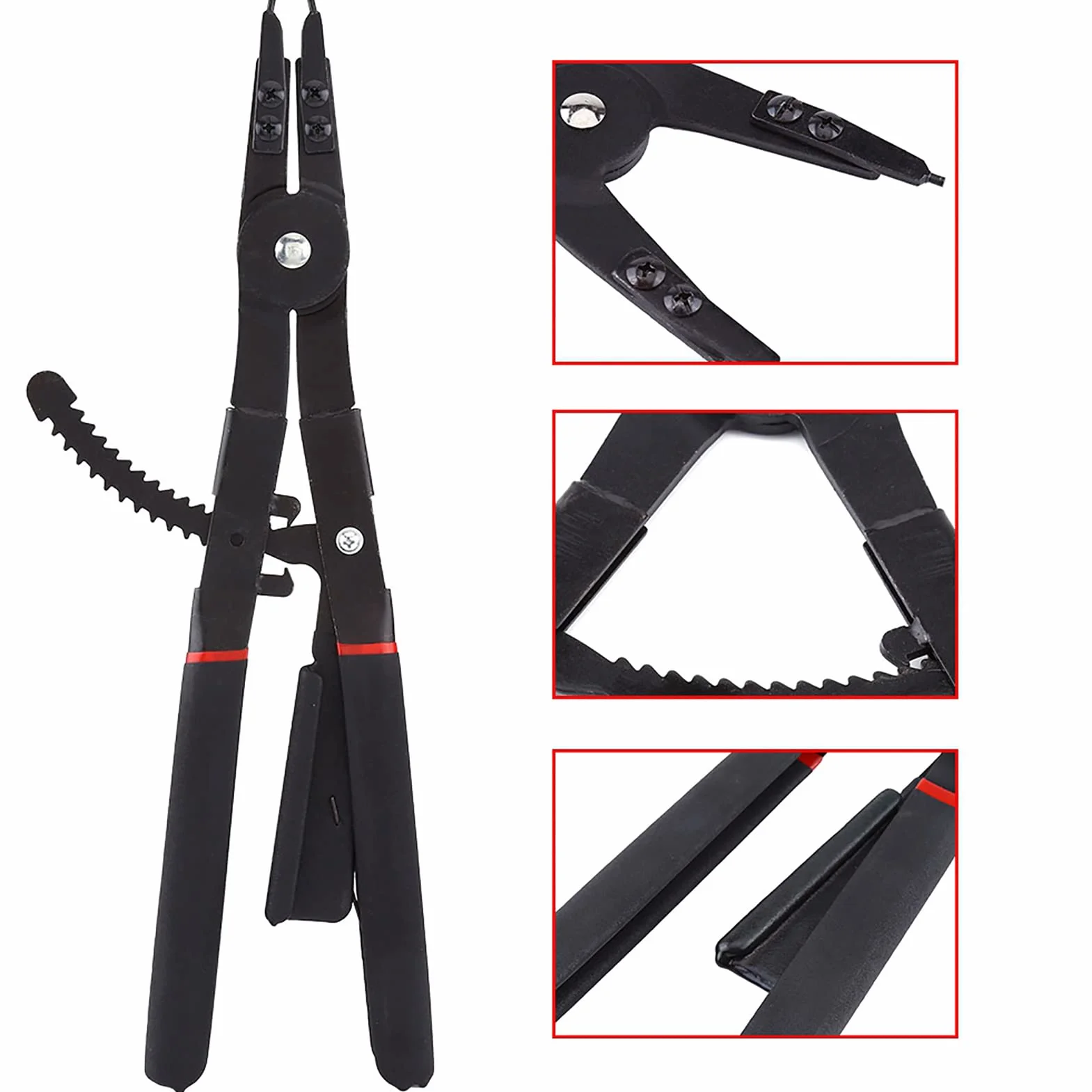 Sicherungsringzange, 16-Zoll-Innen- / Außen-Sicherungsringzange Sprengringzange mit Präzisions-Pick-and-Hook-Set für Ringentferner, Halten und Entfernen von Schläuchen, Dichtungen +