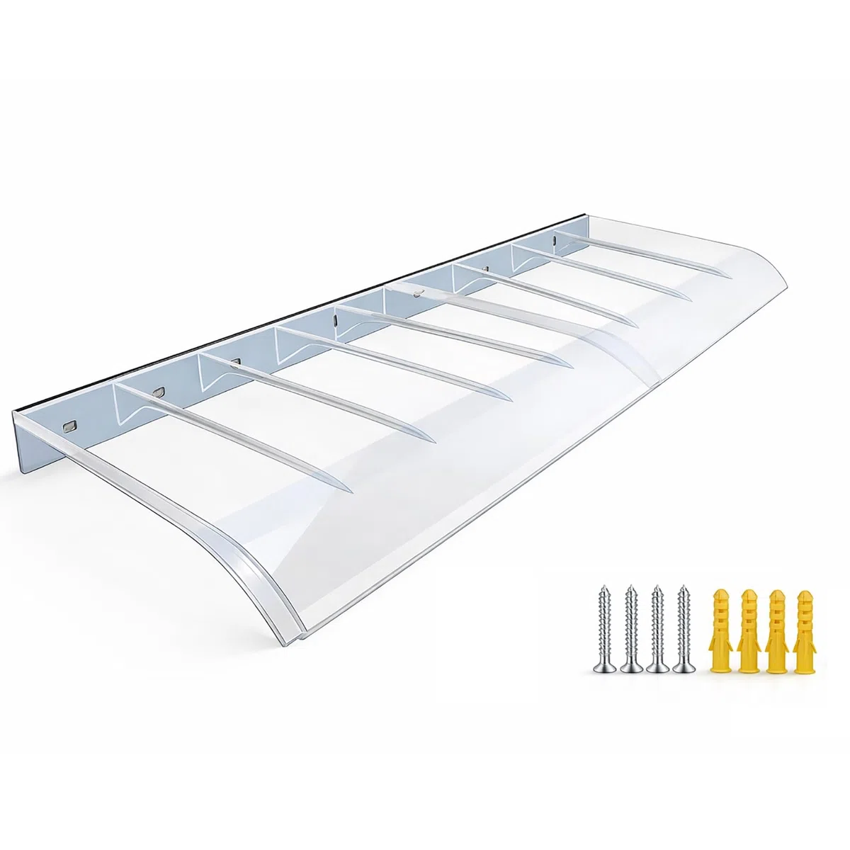 Vordach für Haustür Fenstervordach 40x80cm 50x100cm 60x120cm, Transparent/Braun 3.5mm Polycarbonat Pultbogenvordach, Balkon Eingangstür Überdachung für Sonnenschutz und Regenschutz(Klar,50x100cm)