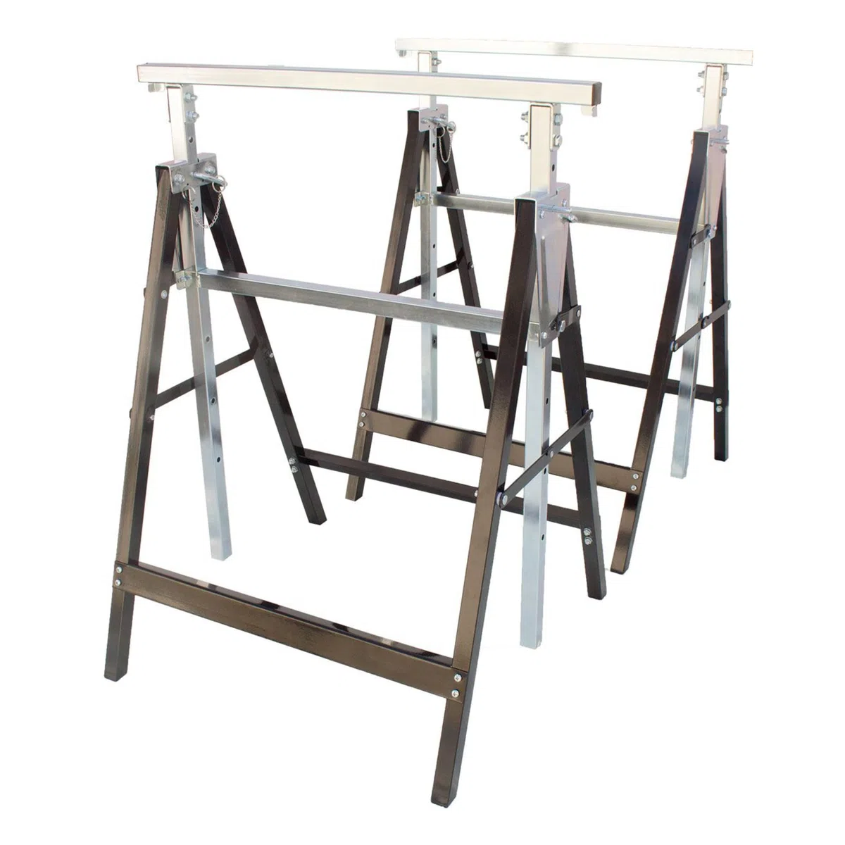 LEMODO Arbeitsbock 2er Set – höhenverstellbarer Klappbock aus Stahl, 7-fach verstellbar von ca. 80–130 cm, Unterstellbock mit 200 kg Tragkraft pro Bock für Werkstatt, Baustelle & Renovierung
