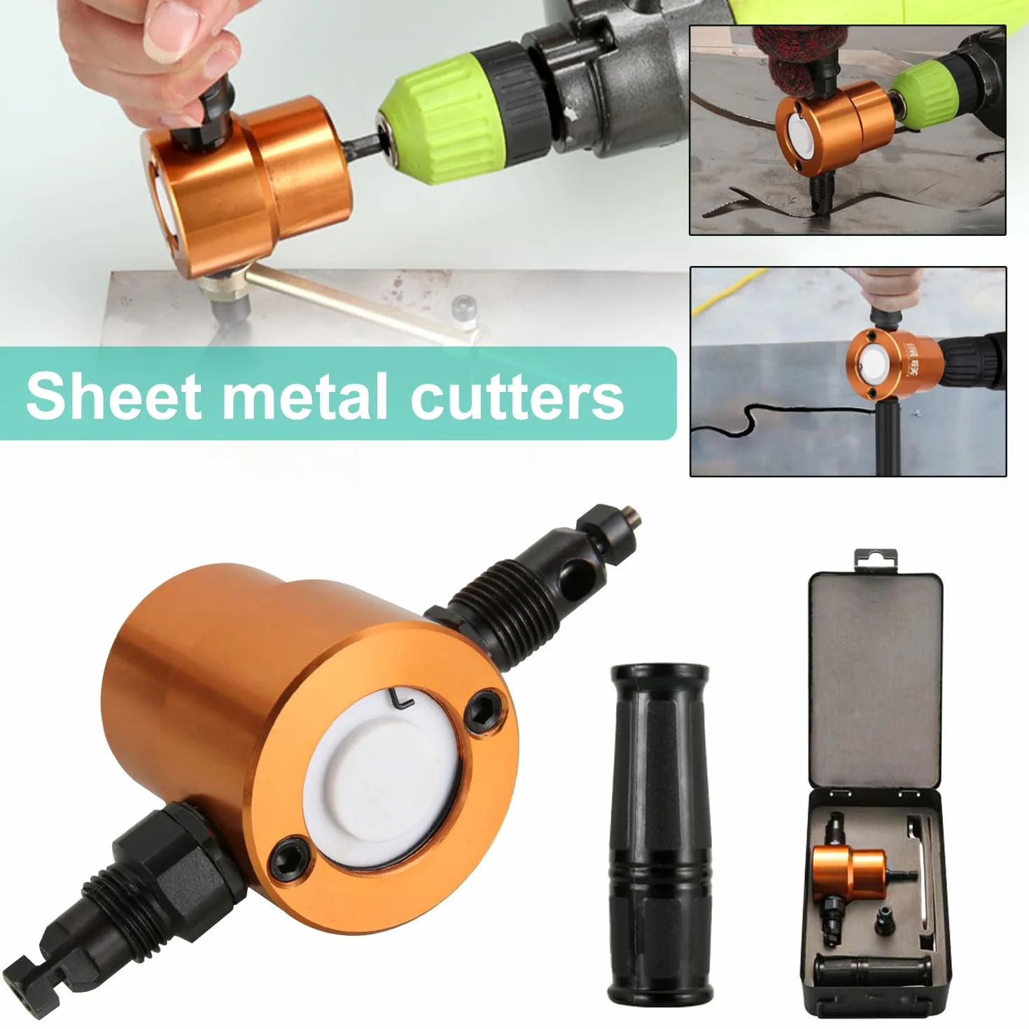 7 Stück Blechschneider für Akkuschrauber, 360 Degree Adjustable Blechschneider, Doppelkopf Blechknabber, für Bohrmaschine Stanze, Schneidwerkzeug Doppelköpfig