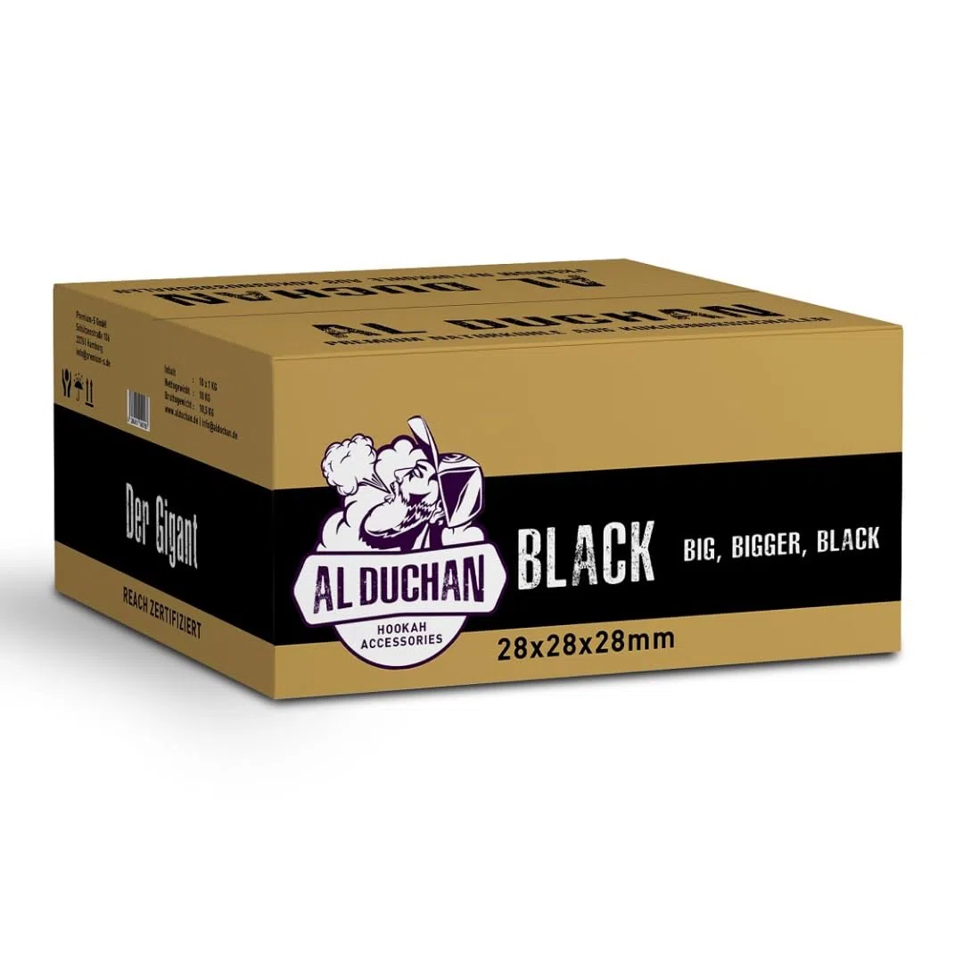 Shisha Kohle Naturkohle – Premium Kokoskohle für Wasserpfeife – 1KG, 4KG, 10KG, 20KG – Hohe Hitze, Lange Brenndauer (Black 28x28x28mm 10KG)