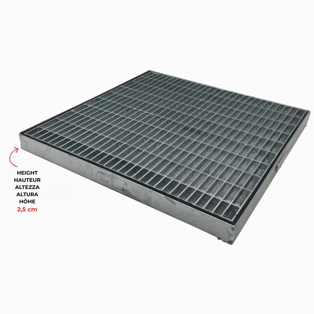 EINSIDE Gitterrost Abflussgitter Feuerverzinkt, Rechteckiges/Quadratisches Bau-Normrost aus verzinktem, 42,5 x 42,5 cm