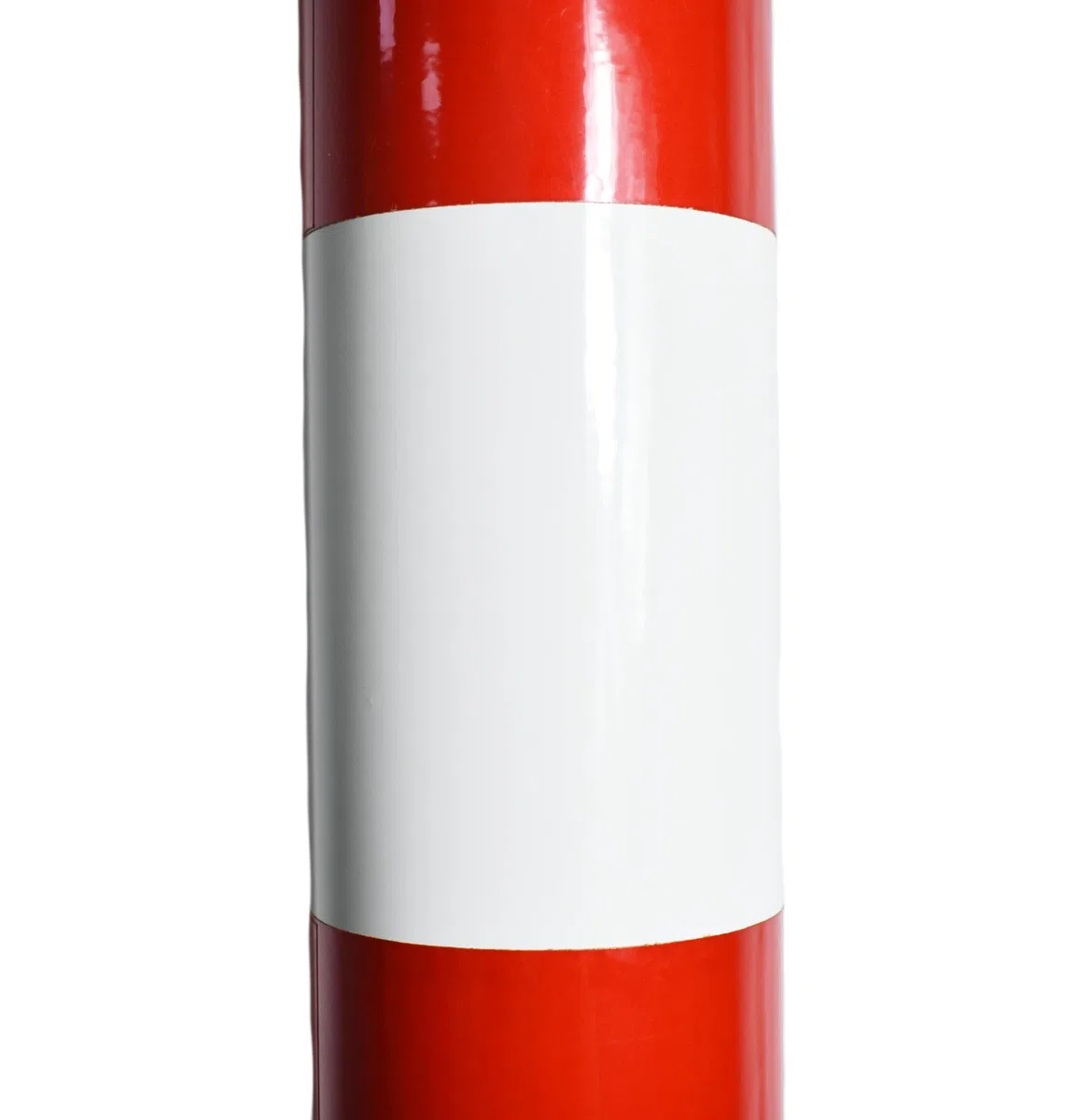 Absperrpfosten Metall Rot-Weiß Ø76mm H750mm 2 Ösen zum Stahl Robust Standfuß Stabil Park Poller Set Mit Befestigungsschrauben (2 Stück)