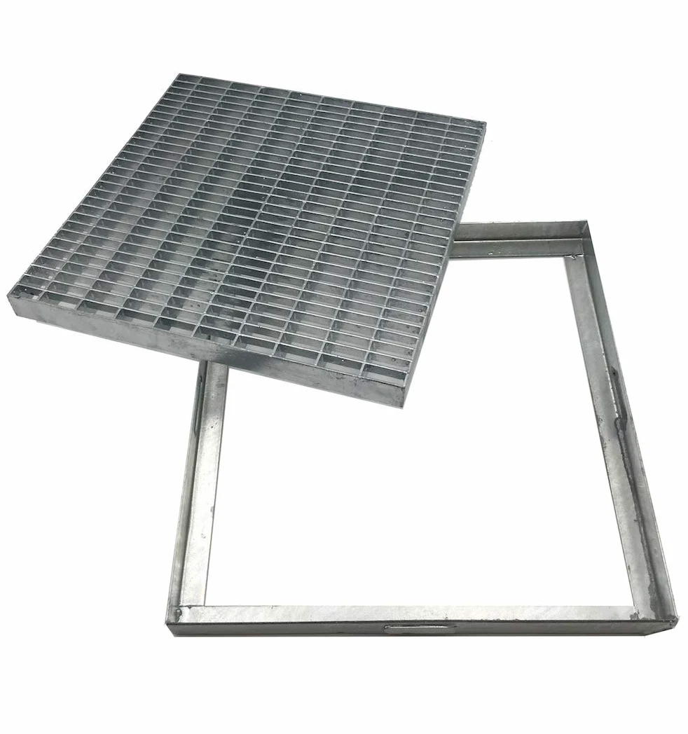 EINSIDE Gitterrost Abflussgitter Feuerverzinkt, Rechteckiges/Quadratisches Bau-Normrost aus verzinktem, 42,5 x 42,5 cm