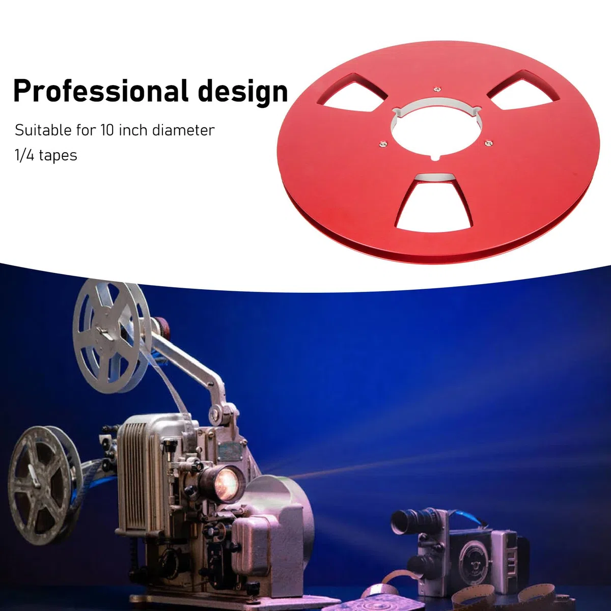 10 Zoll 1/4 Zoll Leere Bandspule für den Austausch Aller Offenen Spulenmaschinen, 3 Windwiderstandslöcher, Aufwickelspule aus Aluminiumlegierung für Aufnahmen, Professionelle (Rot)
