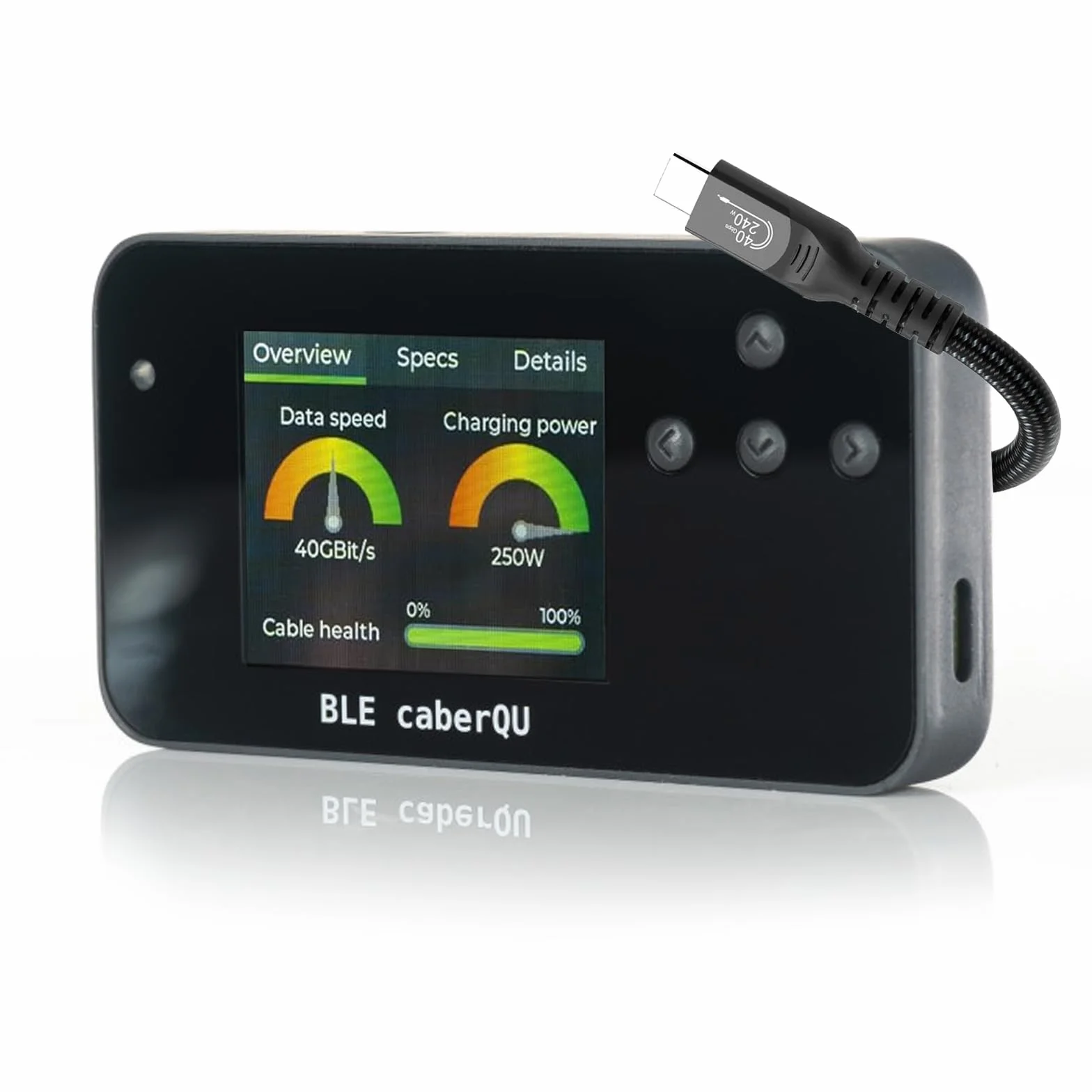 BLE caberQU Digitaler USB-C-Kabeltester, USB PD 3.0/3.1/3.2 eMarker-Anzeige, 25-polige Kontinuitäts-Pinbelegung, USB 2/3/4, Kabelwiderstand, iOS & Android App (BLE caberQU Displayschutz-Kit)