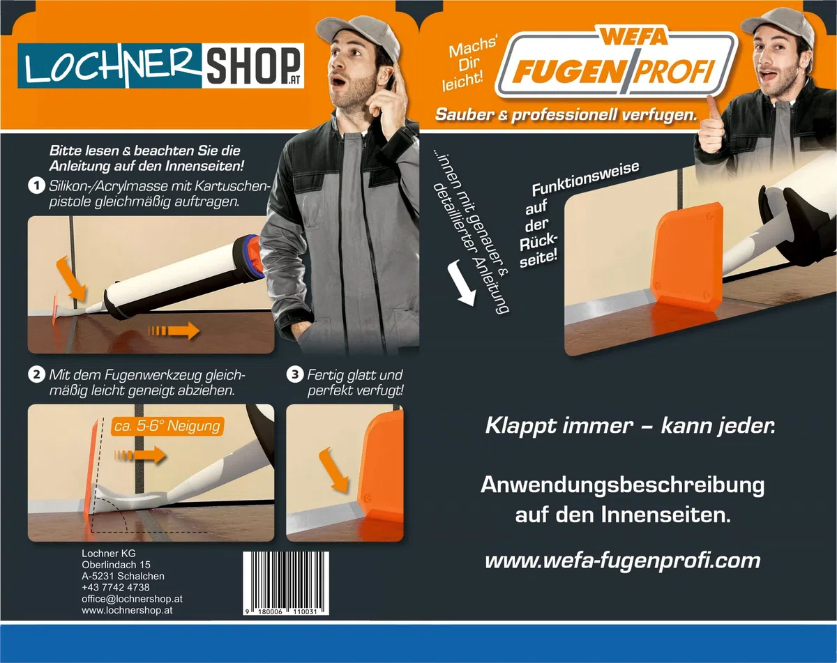 WEFA Fugenprofi 5/8 / 10-10er Set/Fugenglätter, Fugenwerkzeug, Fugenabzieher, Fugenspachtel, Fugenspachtel, Abzieher, Glätter, Silikon