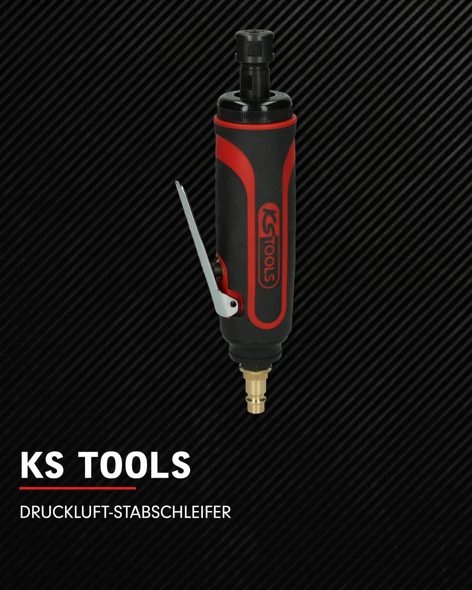 KS Tools Stabschleifer Druckluft 515.5410 6mm I Geradschleifer mit Drehzahl-Regulierung I Für HM-Fräser, Mini-Trennscheiben und Steinschleifkörper I 23.000 U/min