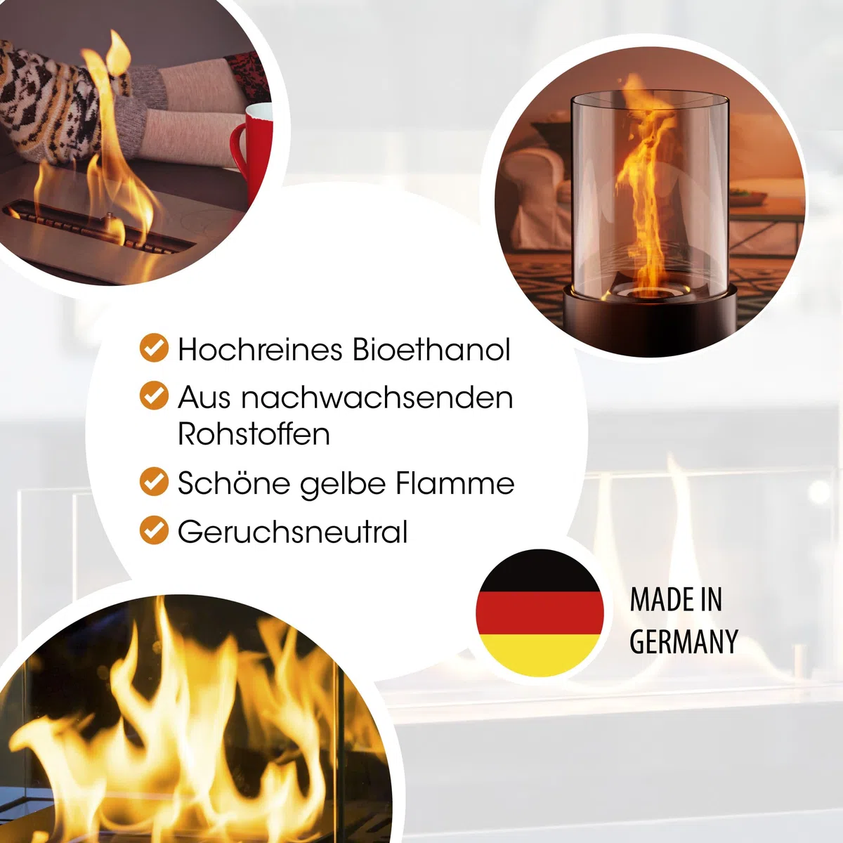 BioFair Bioethanol - Reiner Brennstoff - Bioethanol für Bioethanolkamin, Ethanol Tischkamin, Wandkamin Indoor - 2 x 5 Liter