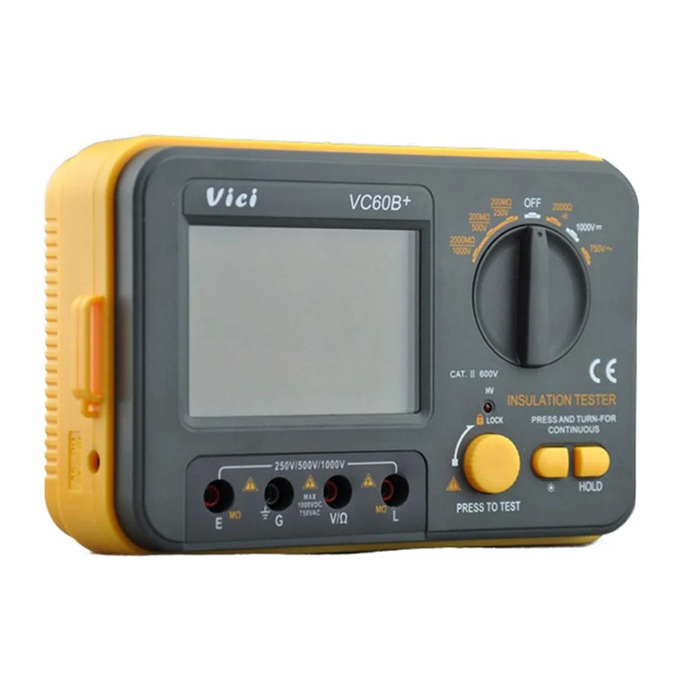 VCB60+ Megger Megohm 1000V 0.1~2000MΩ Digitaler Isolationswiderstandstester (schwarz + orange)
