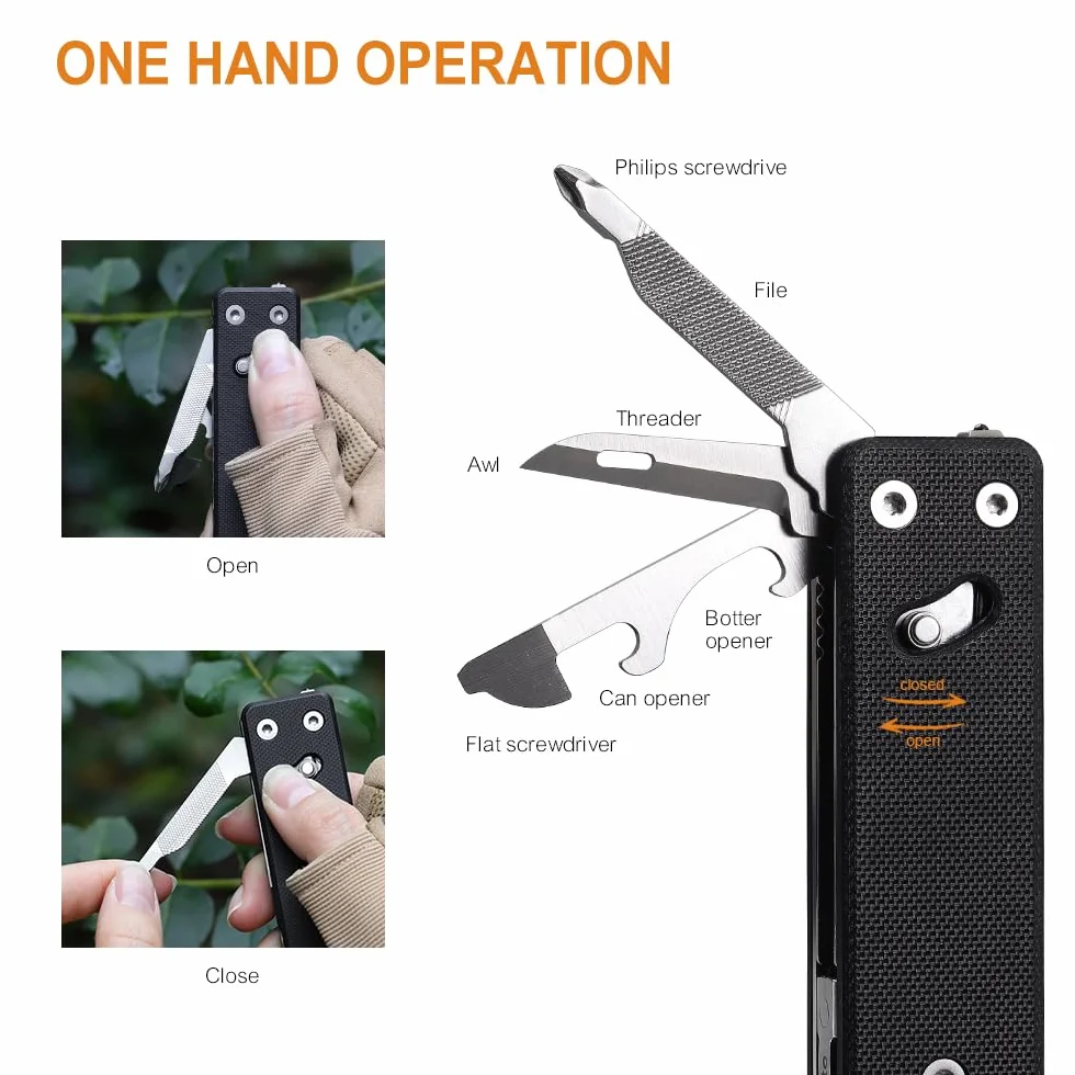 ROXON KS2E Elite- Multifunktions-Taschenmesser mit großem Scherenwerkzeug, G10-Griff und Taschenclip, 13 Funktionen in 1 Werkzeug, gut für Camping/Rucksack/Notfälle/ED