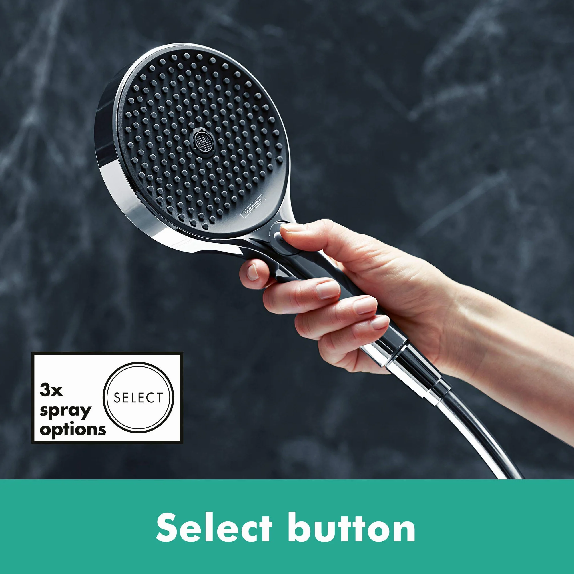 hansgrohe Rainfinity - Duschkopf, Handbrause mit 3 Strahlarten, runde Duschbrause (⌀ 130 mm), Brausekopf mit Antikalk-Funktion, Chrom