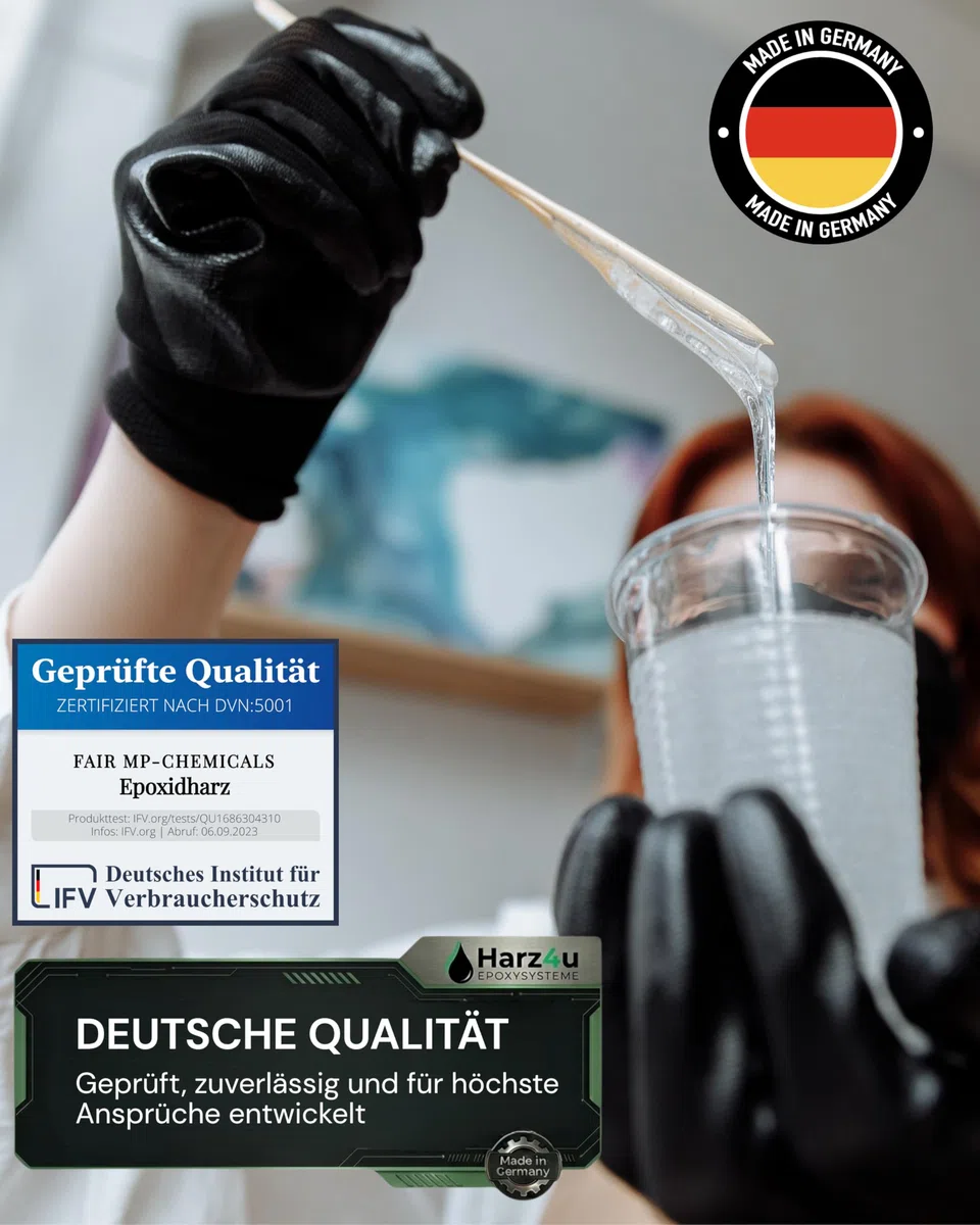 Fair MP-Chem Epoxidharz Set - 3kg Set – Transparentes Resin Gießharz mit Härter – Epoxy Resin für Holz, Kunstharz Gießen & Bastelprojekte