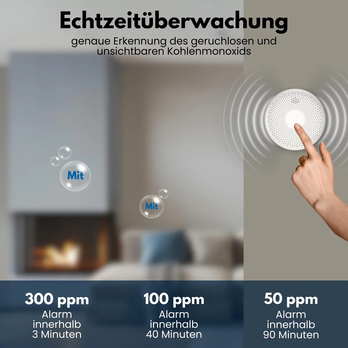 Aroha Link Vernetzte Rauchmelder und Kohlenmonoxid Melder - 10 Jahre Batterie - Kombination CO Melder & Feuermelder Vernetztbar, Kombinationsmelder - 2 Set