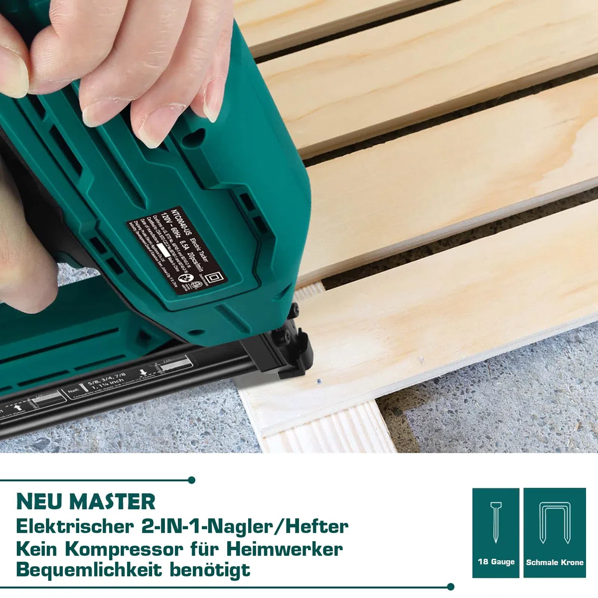 Elektrotacker,NEU MASTER tacker NTC0040 für Polsterei, Textilien befestigen und Holzbearbeitung Projekte, enthält 200pcs19mm Klammern und 800pcs 15/20mm Nägel