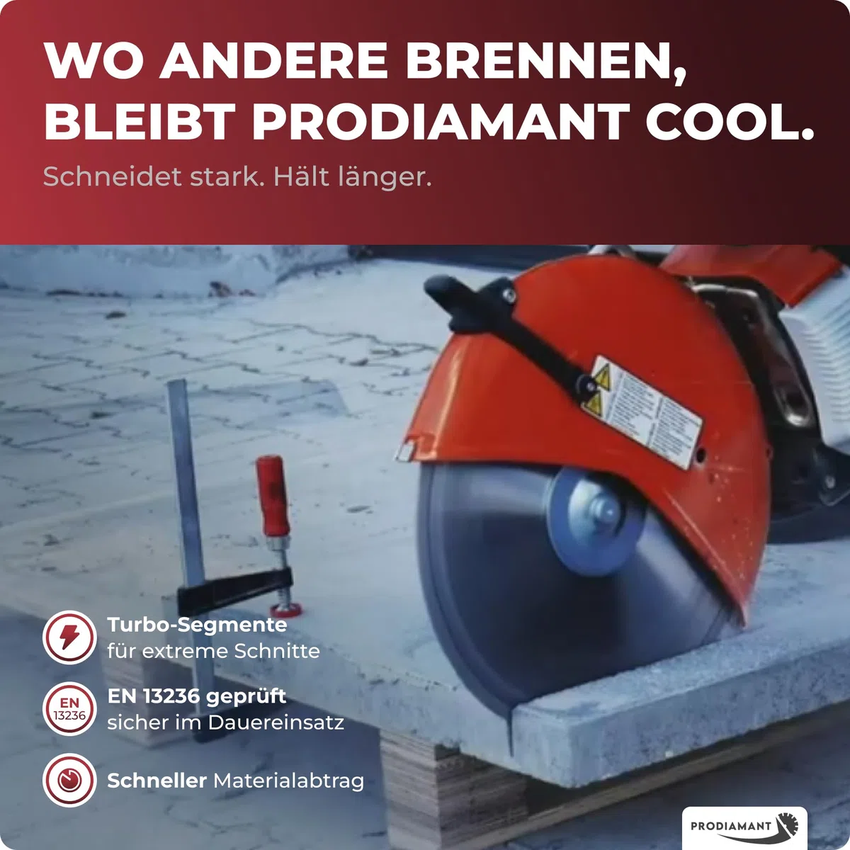 PRODIAMANT Laser Diamanttrennscheibe 250mm x 30 mit Ring 25,4mm Beton Stahlbeton Stein und Ziegel Diamant Turbo-Segmente lasergeschweißt