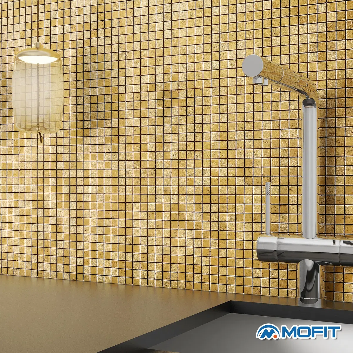 Mini Metallfliesen Selbstklebend Wandfliesen,Mosaik Fliesenaufkleber Selbstklebende Fliesen Quadratisch Küche Bad（Goldfolie,10 Stücke)