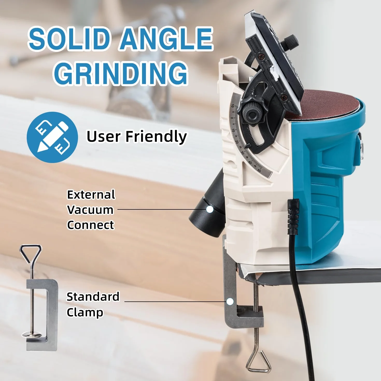 KATSU Tools Mini-Tellerschleifer 140 W 125 mm – Elektro-Schleif/Poliermaschine Holz, einstellbare Geschwindigkeit, Alu-Schwenktisch, Schleifscheiben