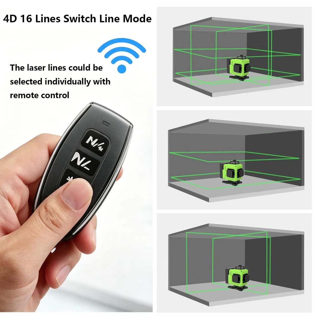 Kreuzlinienlaser Laser Wasserwaage 4x360 Grad, Linienlaser Grün Kreuzlaser Selbstnivellierend Nivelliergerät Baulaser 3D, 2*AA Batterie für Innen- und Außenbereich Baustelle (Standard) (SSS) (XS)