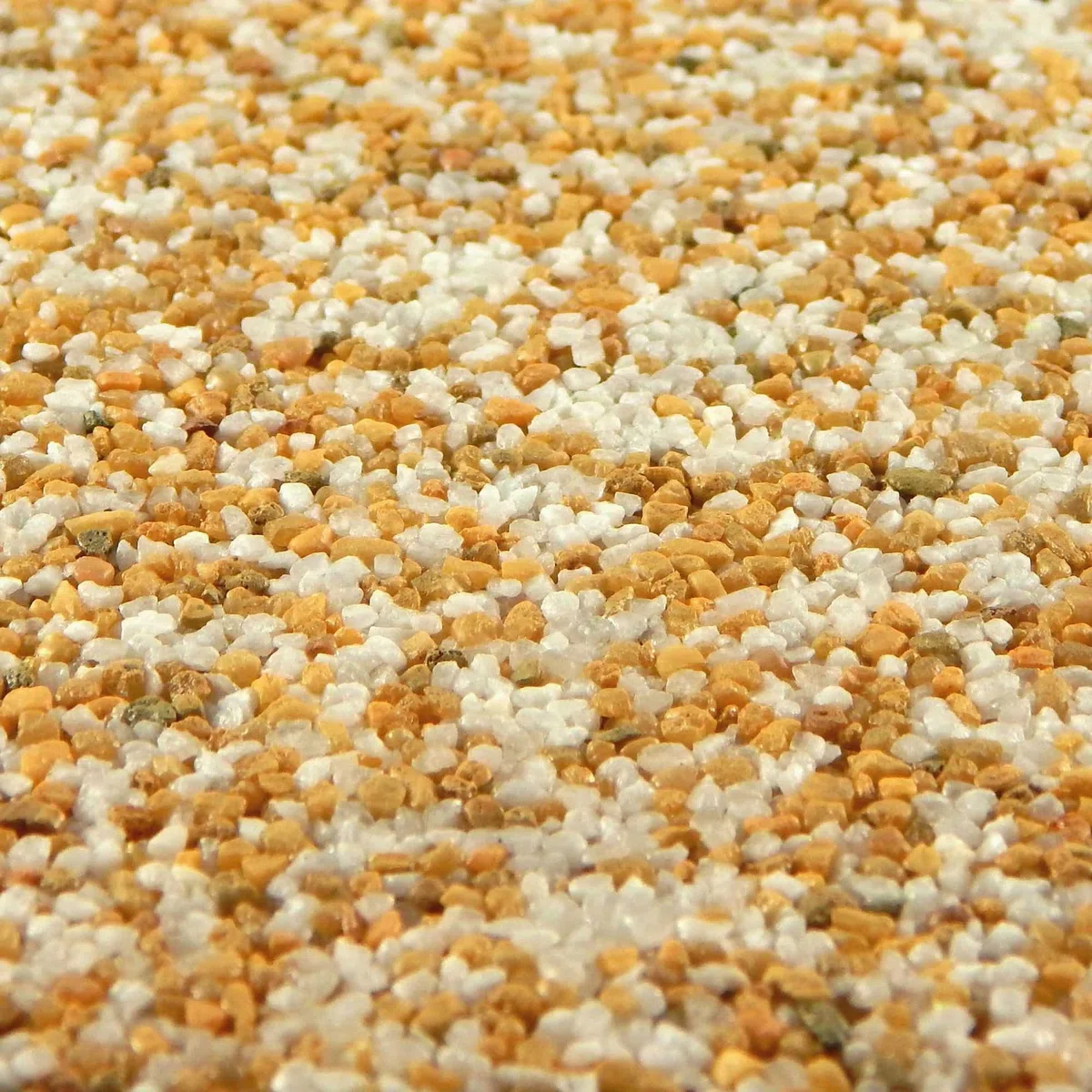 Terralith Buntsteinputz 14kg in gelb-weiß, Sockelputz für Innen und Außen mit Reinacrylat Bindemittel aus Naturstein, 1-2mm Körnung (BSP17)