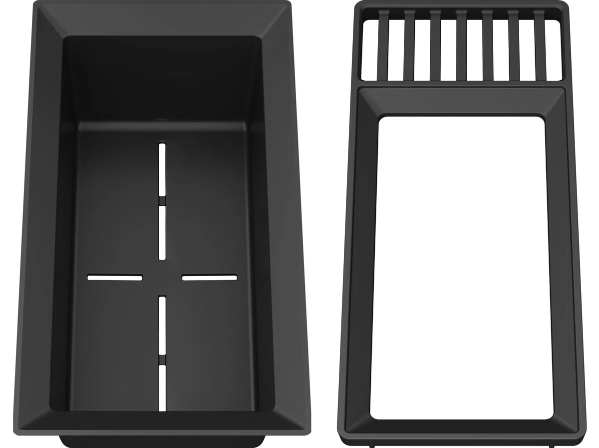 BLANCO Sink Drainer 2-in-1 | Kunststoff schwarzgrau | Multifunktionale Rahmen- und Resteschalenkombination mit integrierter Abtropffläche | bei allen Silgranit Spülen (40cm Tiefe) | [18x39,5x10,3 cm]