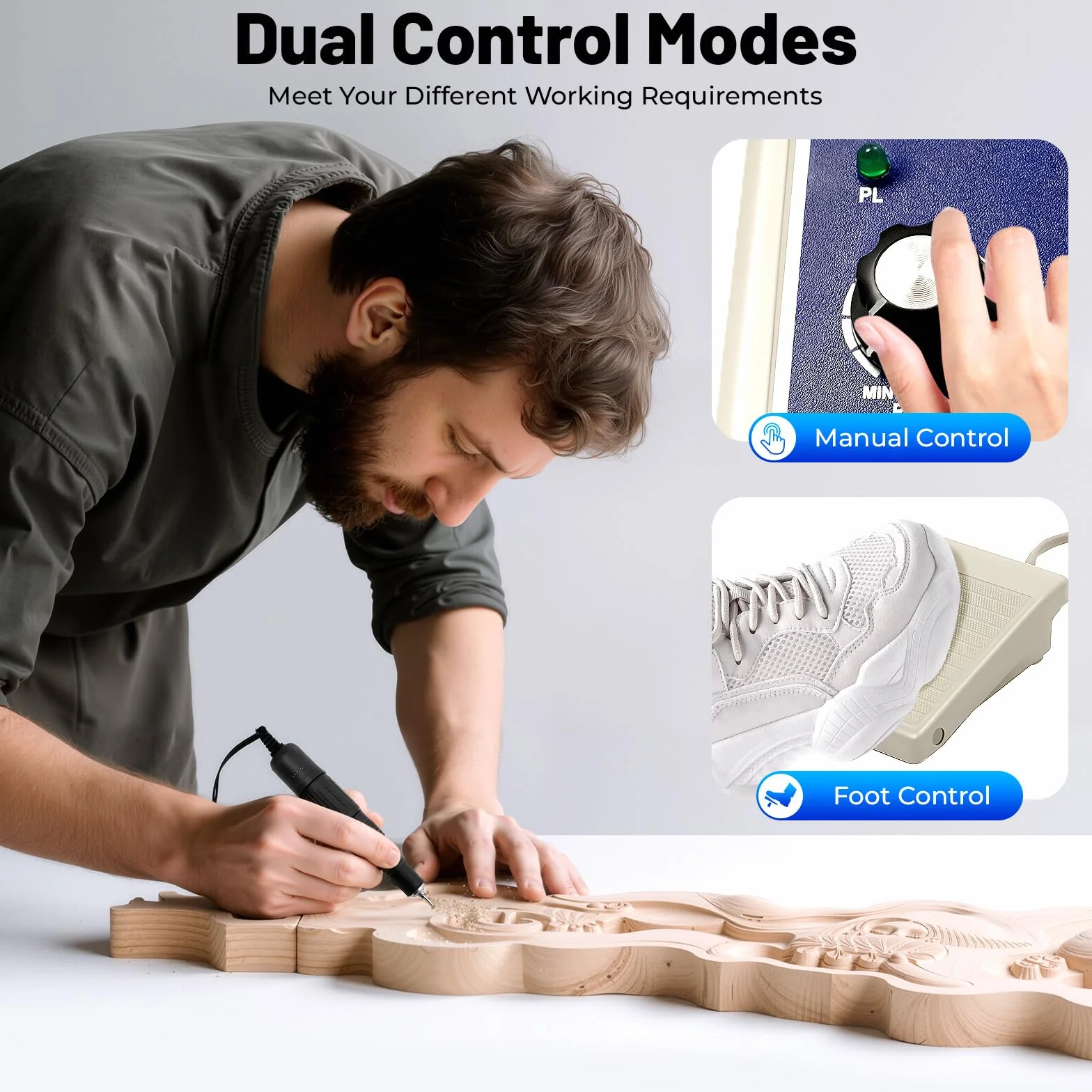 Labor Mikromotor, Dental Marathon Mikro-motor Micromotor mit Handstück und Winkelstück, 0-35000 U/min Dental Polierer Fußpedal, Polierer Labor Handstück, für Juwelier, Modellbau