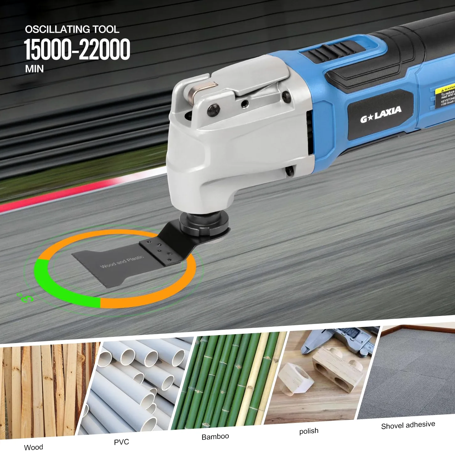 GALAXIA 260W Oszillierendes Multifunktionswerkzeug, 6-stufige Geschwindigkeitskontrolle,15000-22000 RPM Oszillierende Werkzeuge, Für Schleifen, Sägen, Schneiden, Schaben, Inkl. Aufbewahrungstasche
