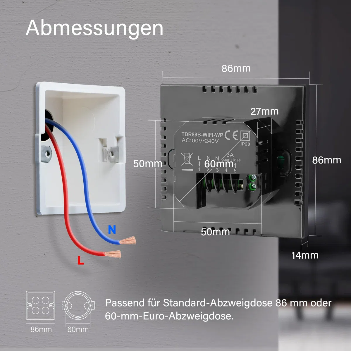 Thermostat Fussbodenheizung Smart für Wasser Fußbodenheizung, Beok WiFi Raumthermostat Thermostate Heizung Digital Programmierbar Kompatibel Alexa, Google Home 3A 230V TDR89B-WIFI-WP Schwarz